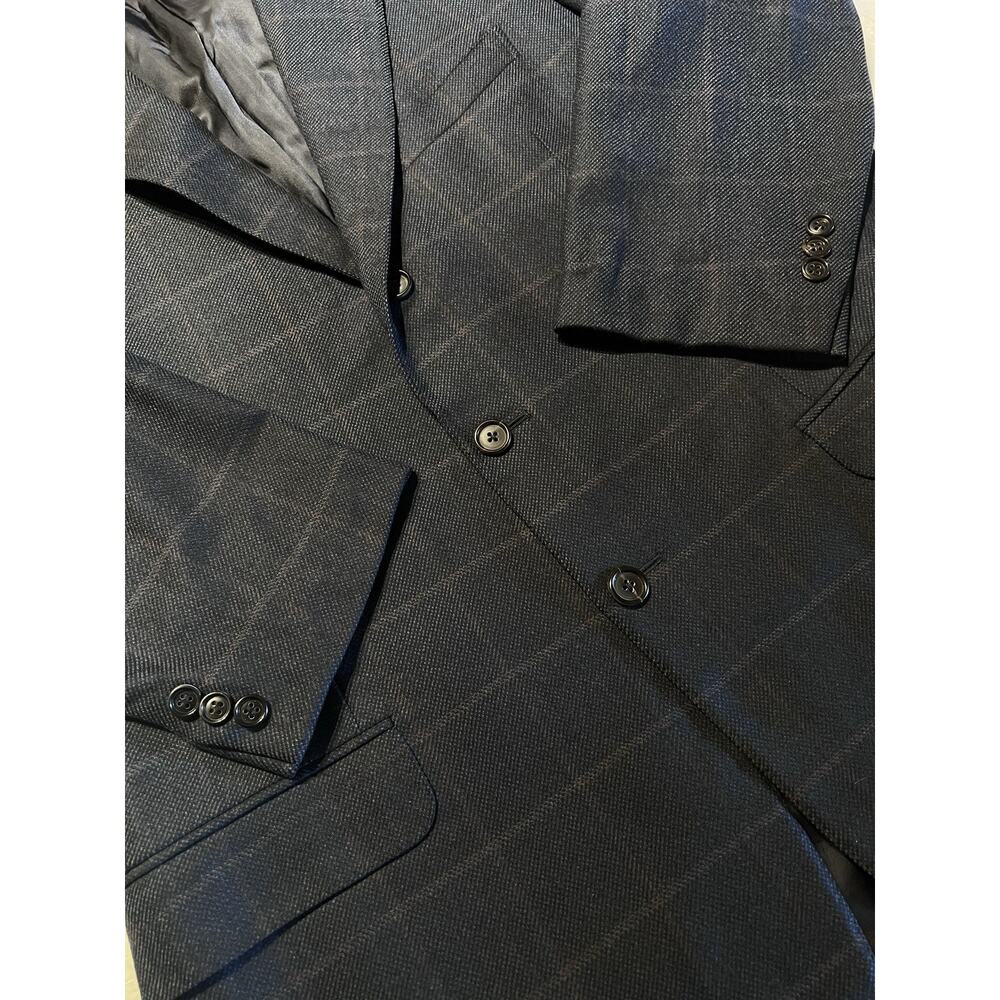 Zegna 15 Milmil 15 Sport Coat 44R Navy Blue Camel Plaid 3/2 Roll - Picture 9 of 16